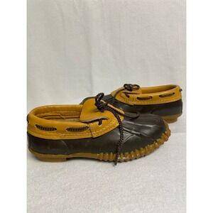 Land Rover Duck Boots Slides Size 5 Brown Yellow Lace Up Rubber